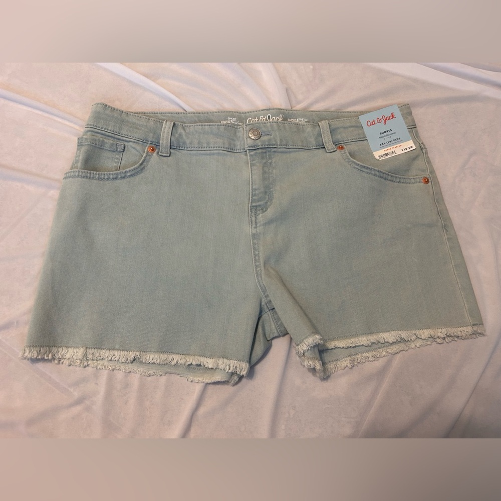 Cat & Jack Blue Jean Shorts Distressed Mid-Thigh